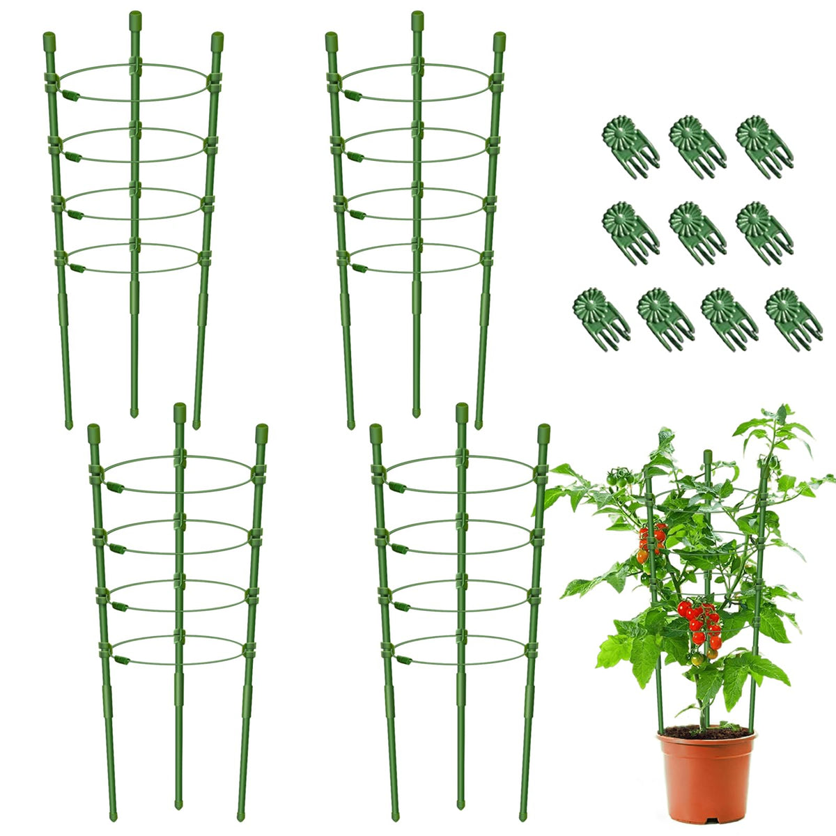 Legigo 4 Pack 24-Inch Plant Cages assembled for versatile garden support