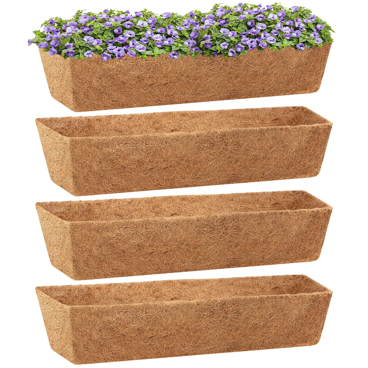 Legigo 4-pack coco liners for 36-inch square planters ready for quick installation.