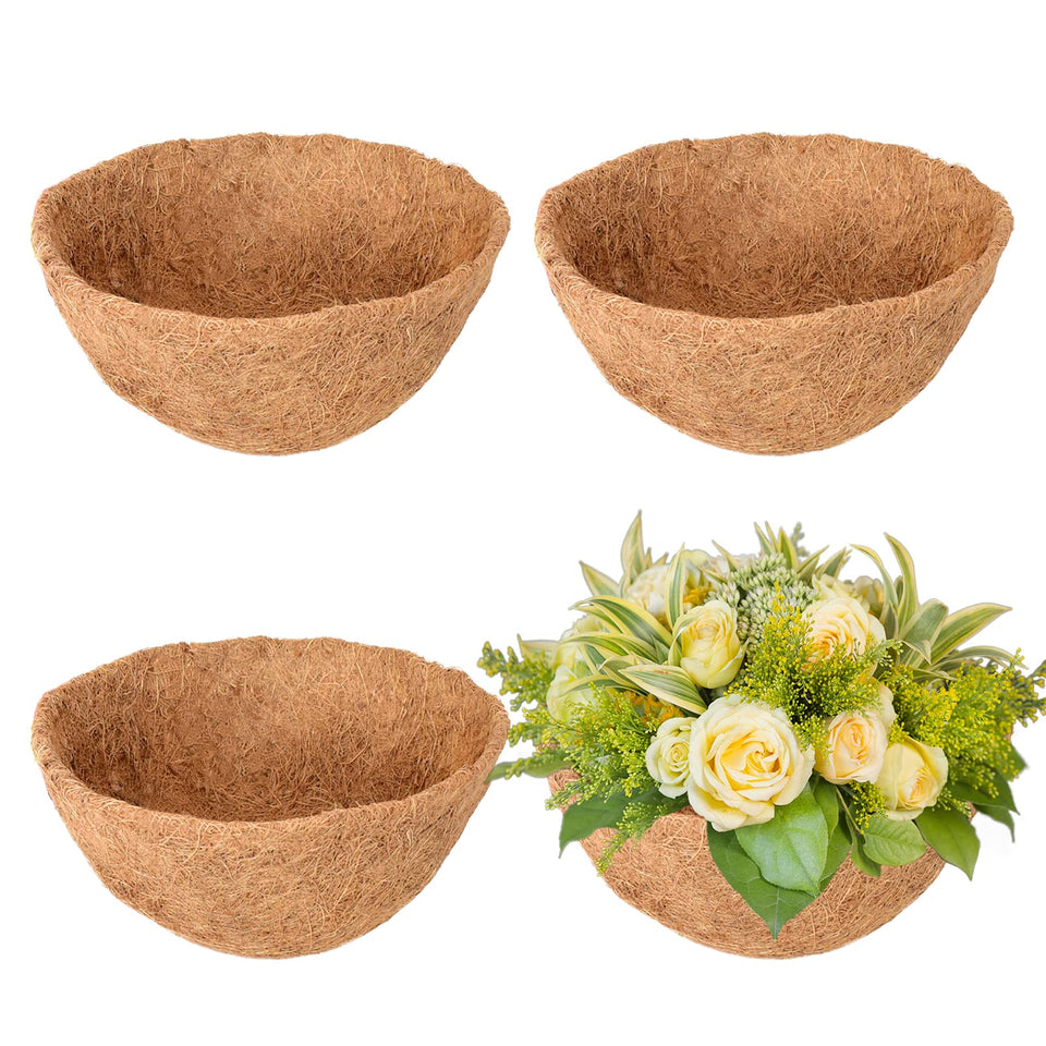 Legigo 4-pack 18-inch round coco liner in natural coir for hanging baskets