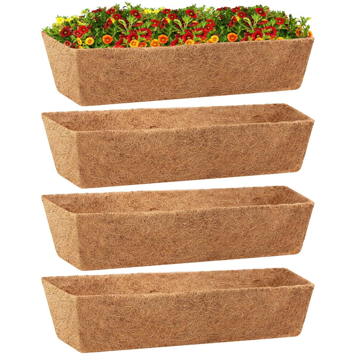 Legigo 4 Pack square coco liner close-up shows durable coconut fiber for planters.