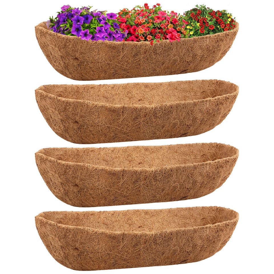 Legigo coco coir liner for window box demonstrating natural soil retention and airflow