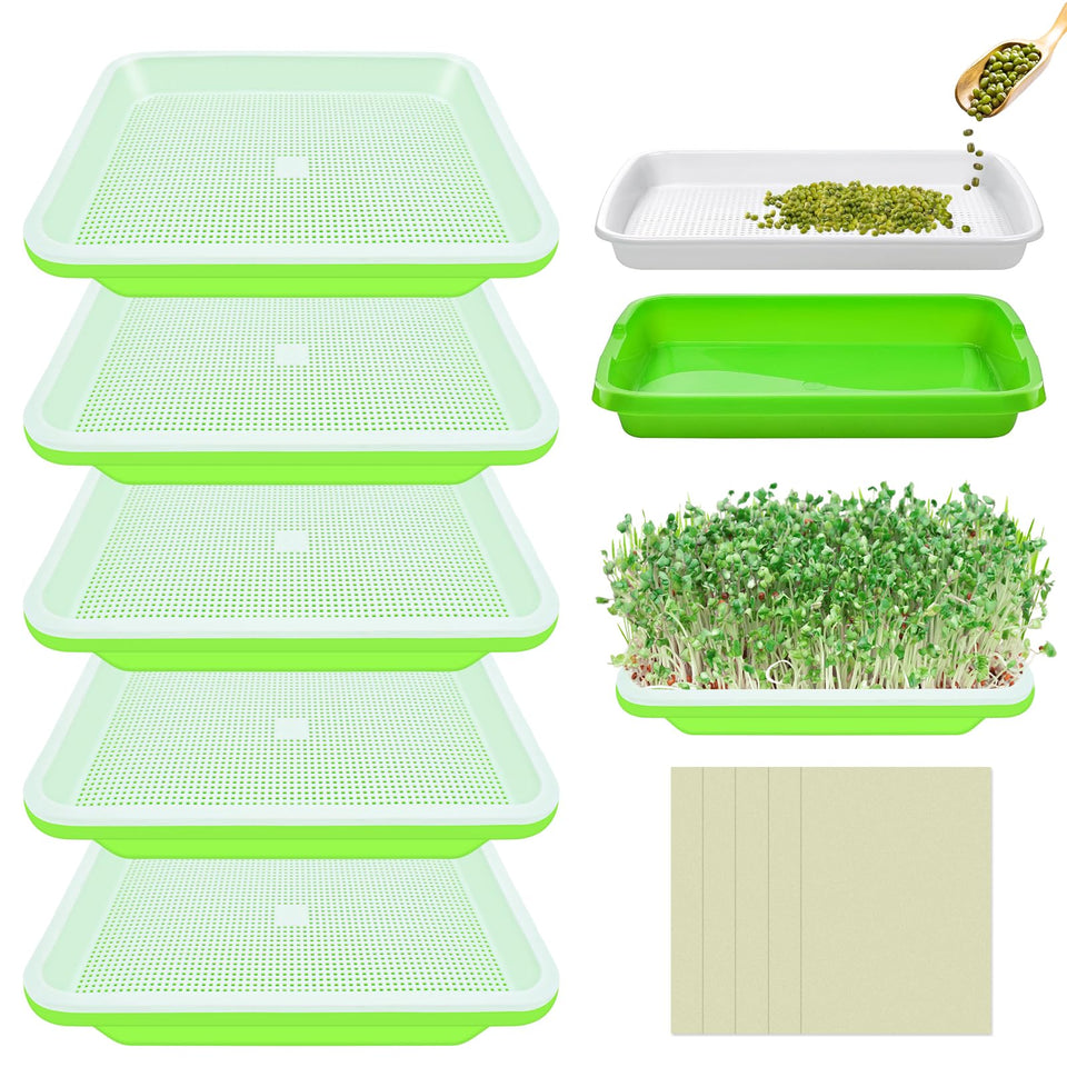 Legigo 5-pack seed sprouter trays with inner and bottom trays for soil-free germination.