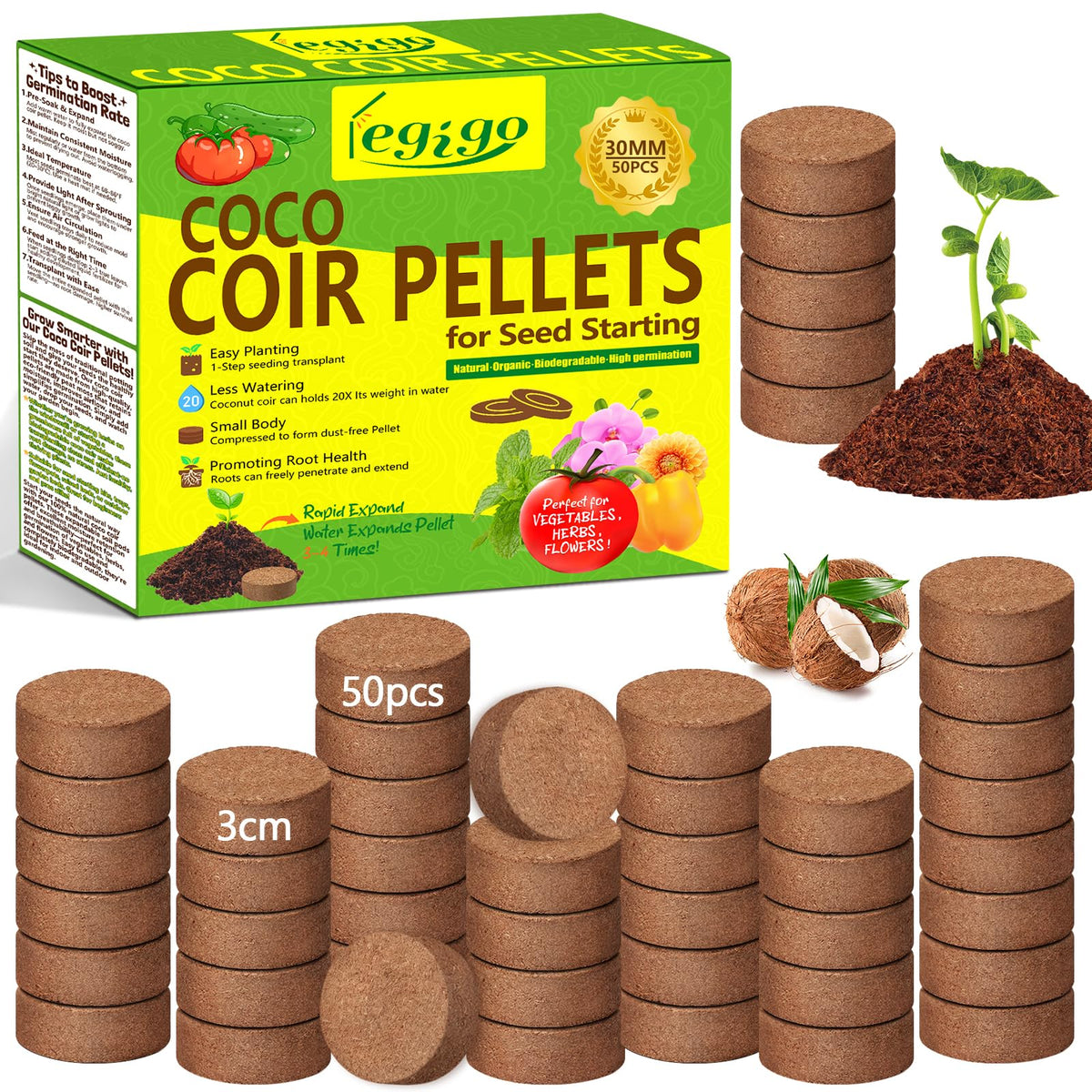 Legigo coco coir pellets seedling block ready for germination