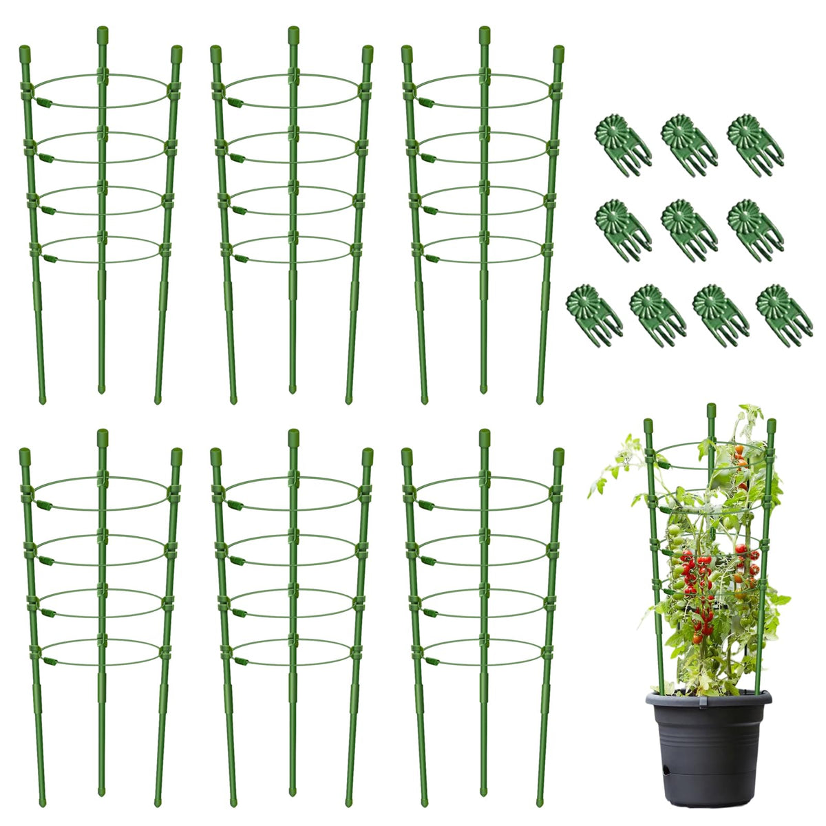 Legigo 6-pack 24-inch plant cages providing sturdy pot support.