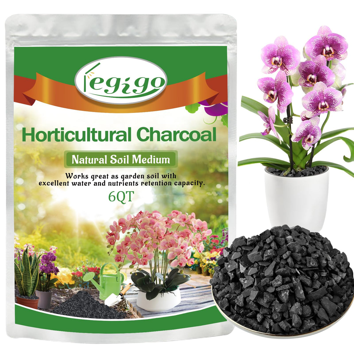 Legigo 6QT horticultural charcoal bag ready to use for drainage and aeration