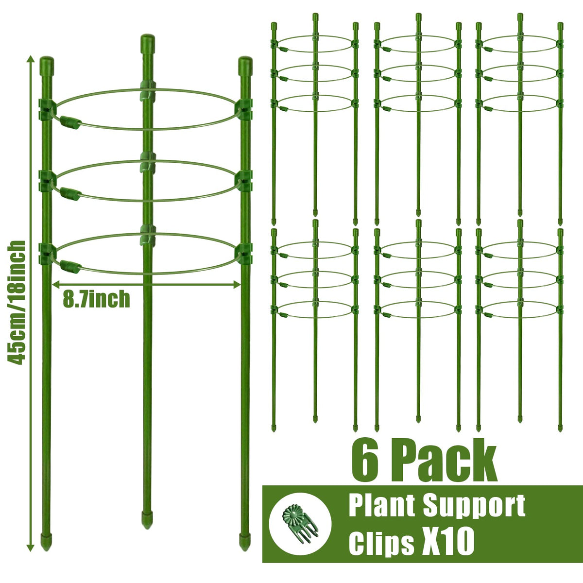 Adjustable rings on Legigo cages adapt to plant growth for peppers and cucumbers.