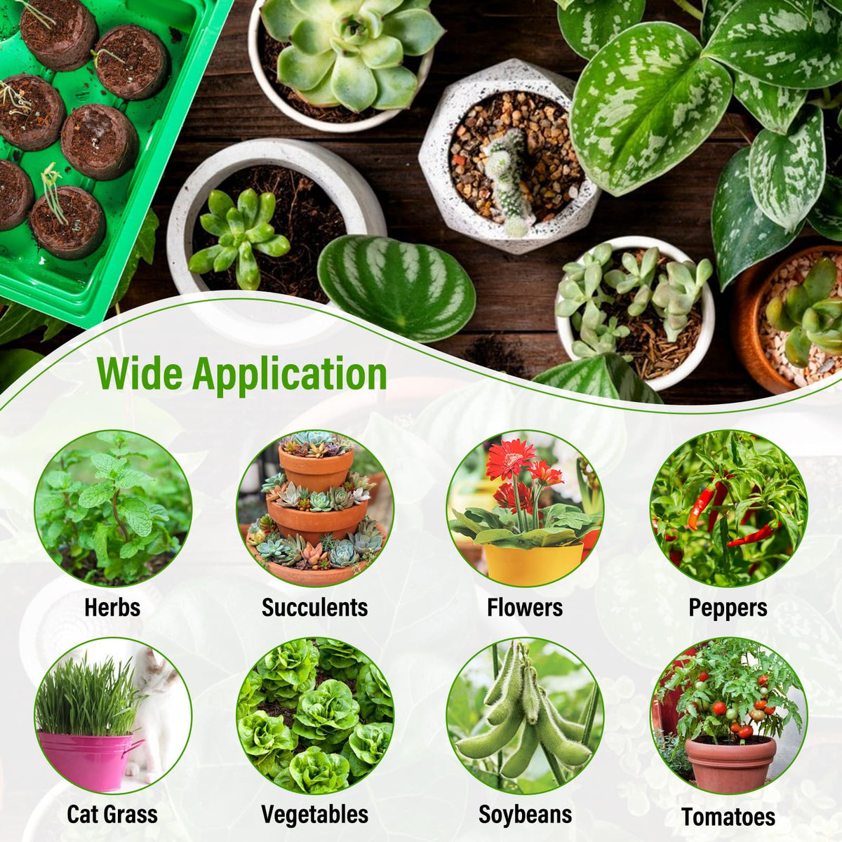 Legigo multi-plant applications for herbs, vegetables, and flowers.