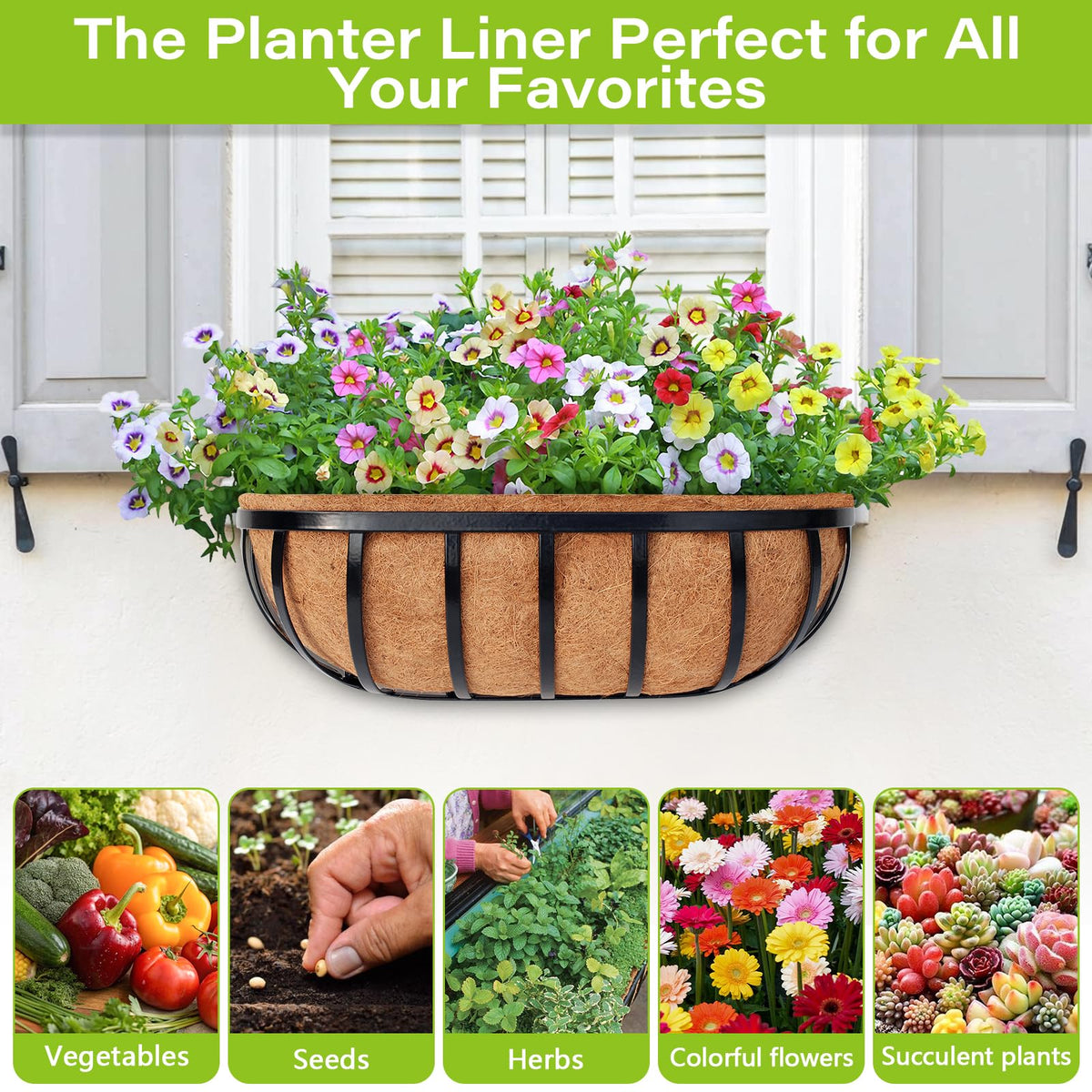 Legigo 30-inch liner comfortably fits most window boxes and planters.