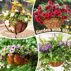 Legigo breathable coconut fiber liner in hanging baskets promotes plant vitality.