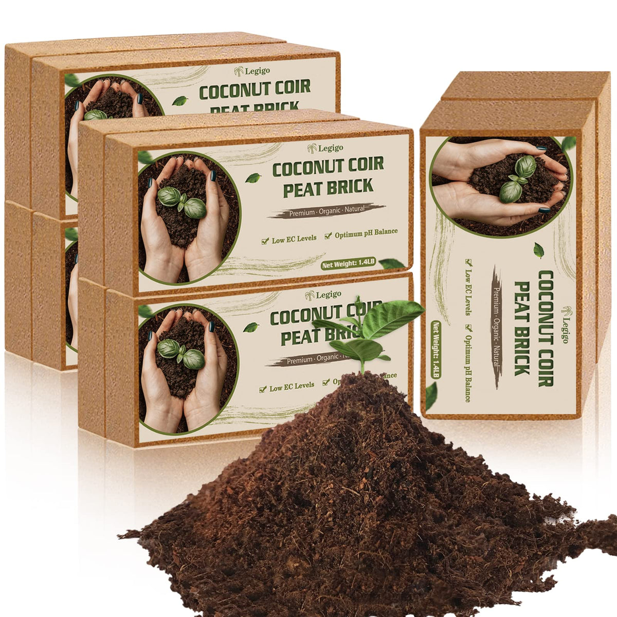 Legigo coco coir brick 10-pack ready for quick hydration and seed starting.