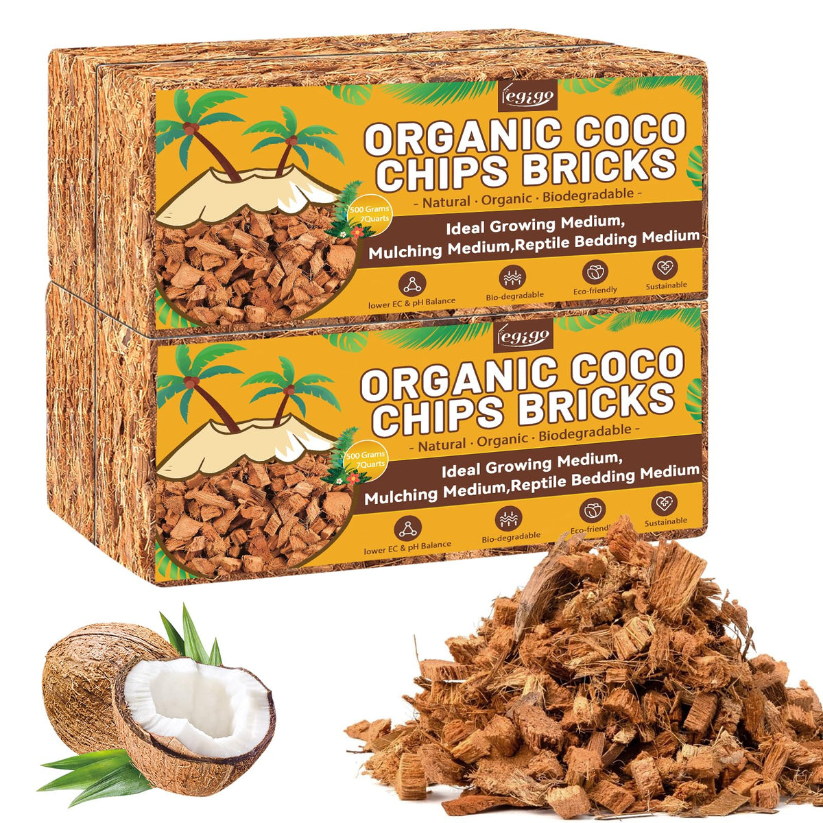 Legigo coco coir brick four-pack before expansion ready to hydrate