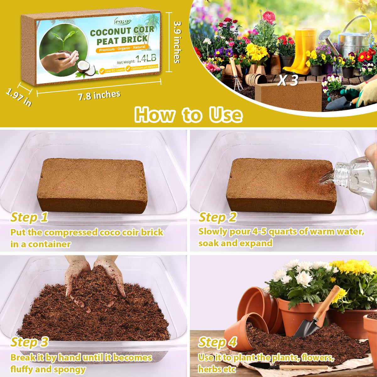 Legigo coco coir fibers create airy soil structure for roots