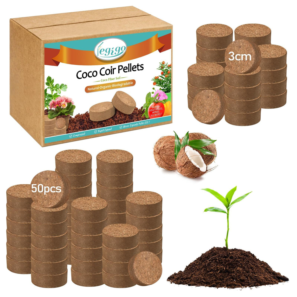 Legigo coco coir pellets expanding for ready seed germination
