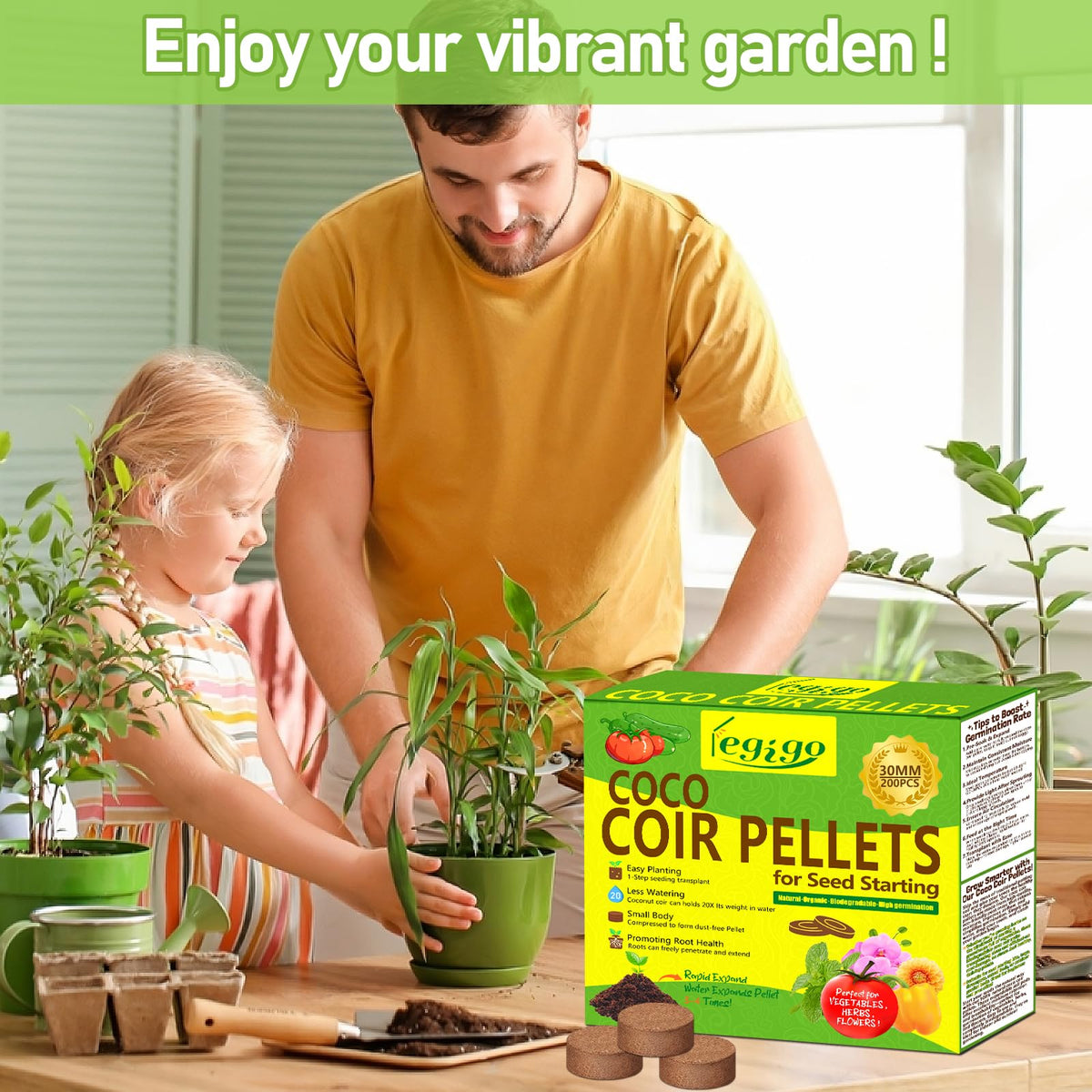 Legigo coco coir pellets indoor-outdoor-use versatile pods for herbs vegetables and bonsai