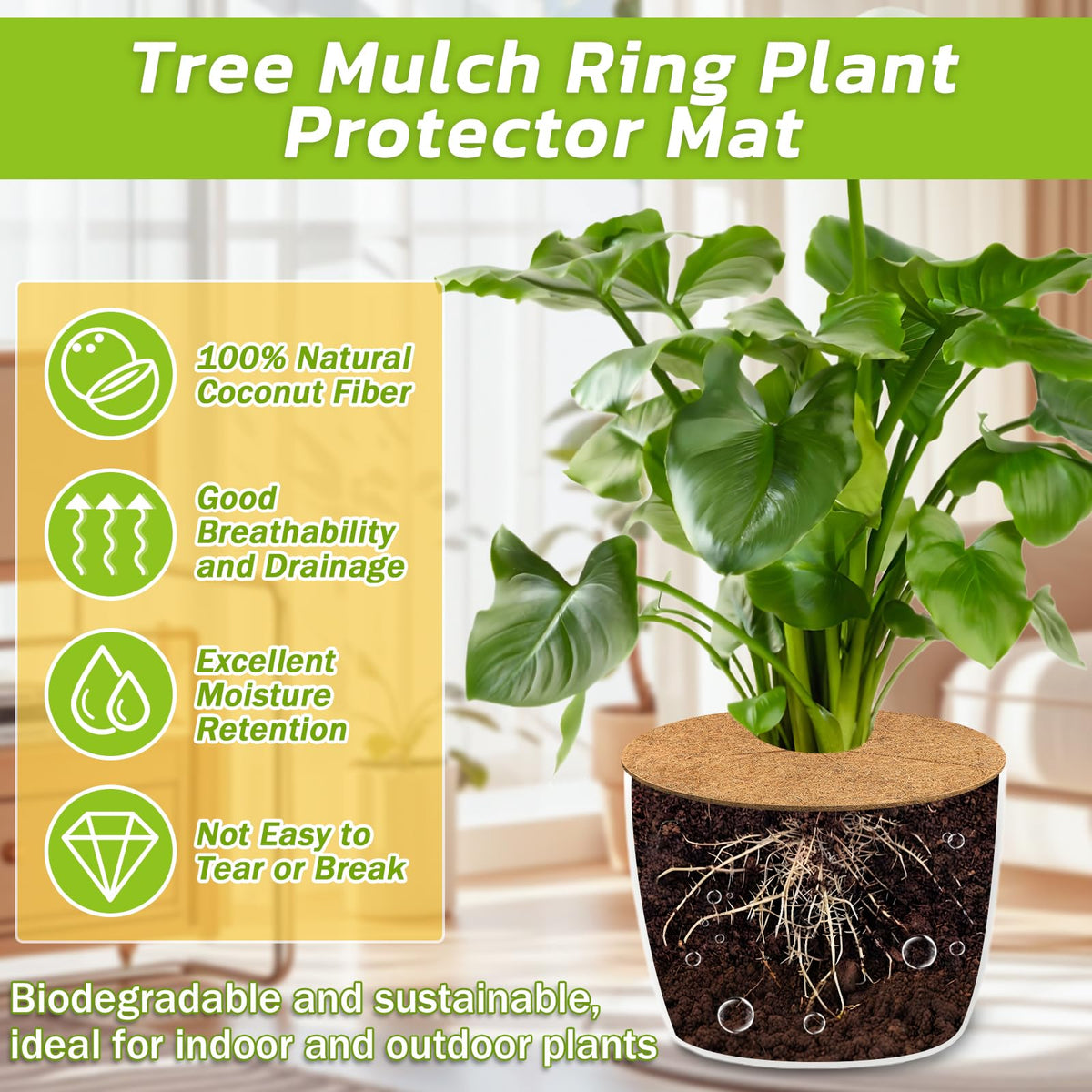Legigo mulch ring with moisture retention around a pot