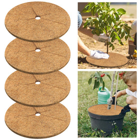 Legigo coconut fiber tree ring 24in enhances soil moisture and weed suppression in pots.