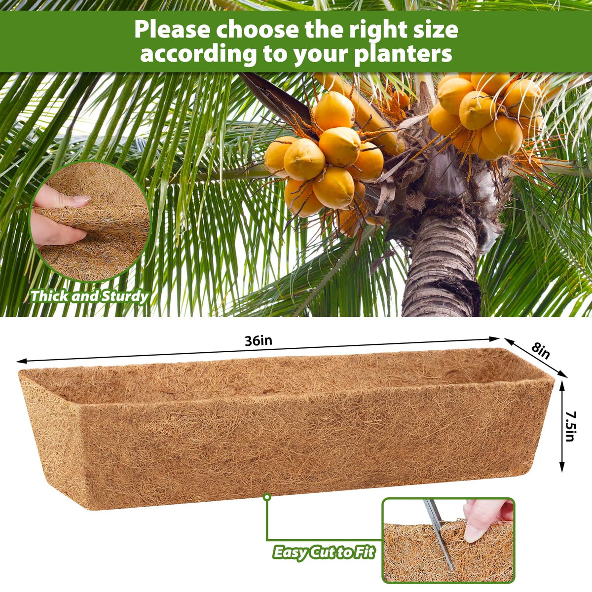 Legigo coconut fiber texture close-up shows durable, natural material for planters.