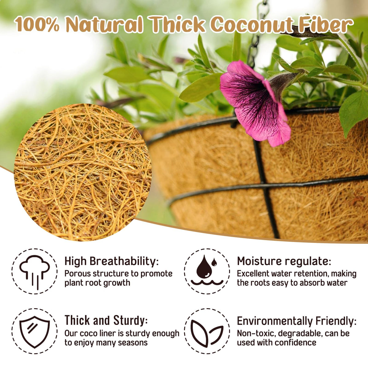 Legigo coco liner soaking before use helps shape and fit securely.