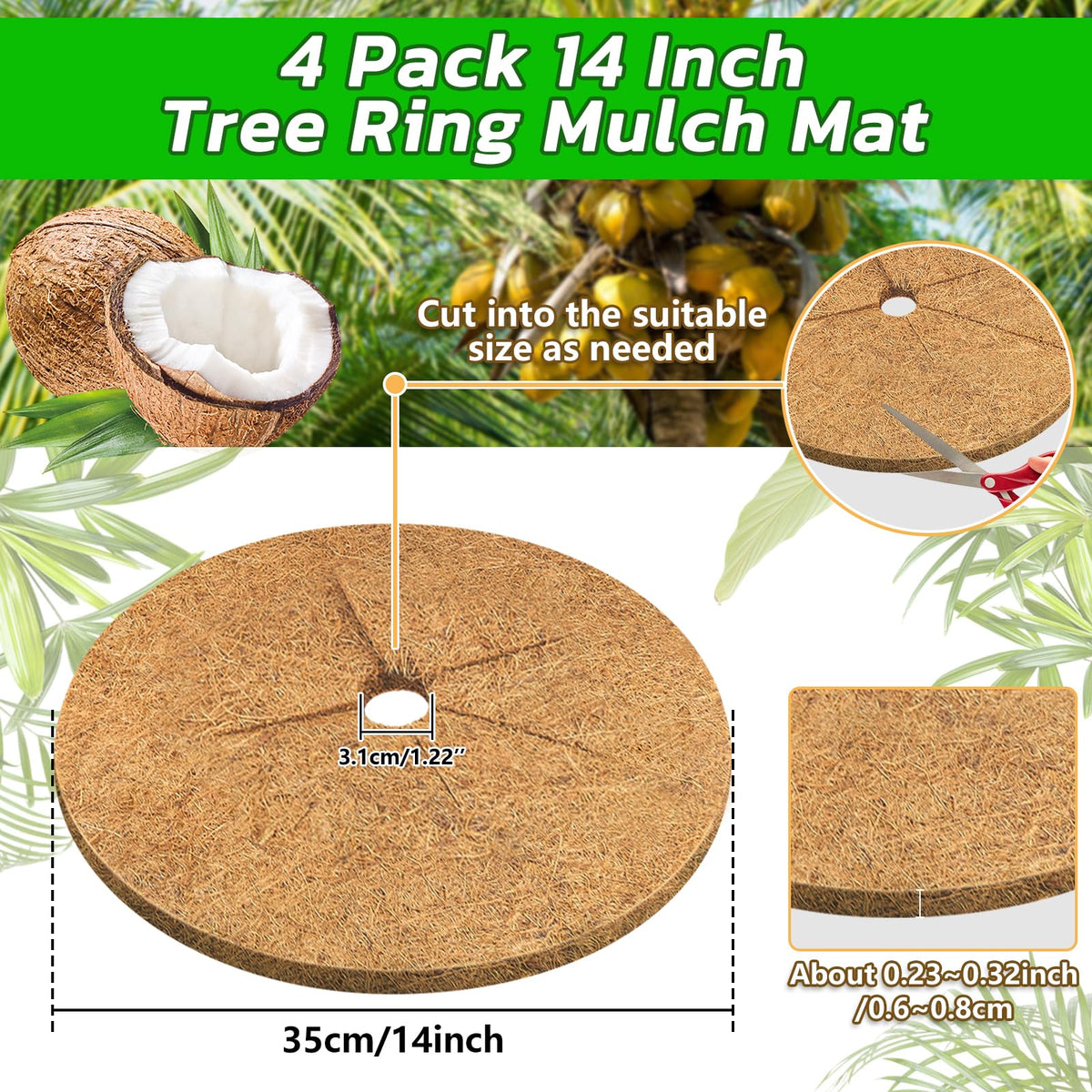 Legigo coir tree ring protector around a trunk for indoor and outdoor use.
