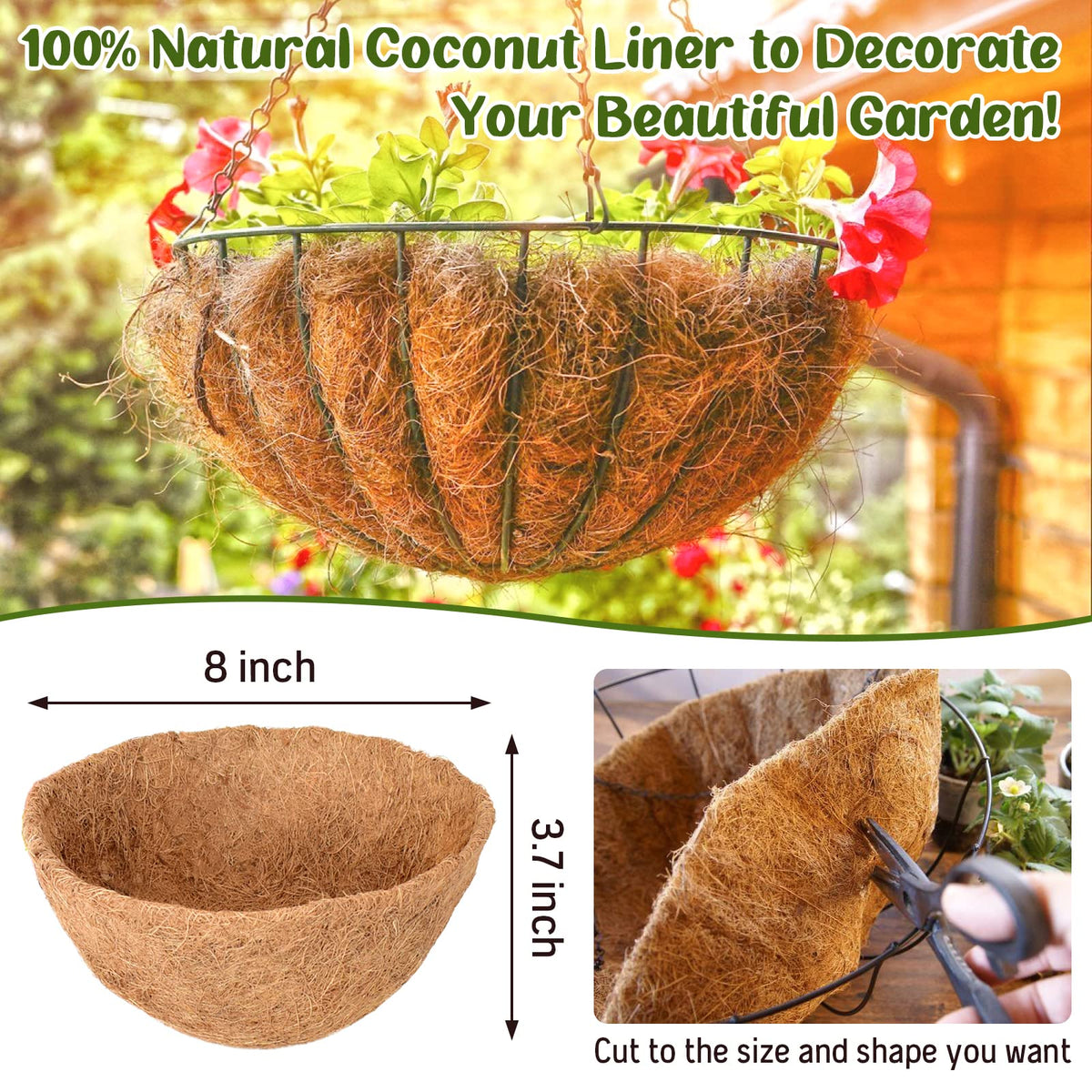 Legigo durable coconut husk liner withstands sun and wind while protecting plants