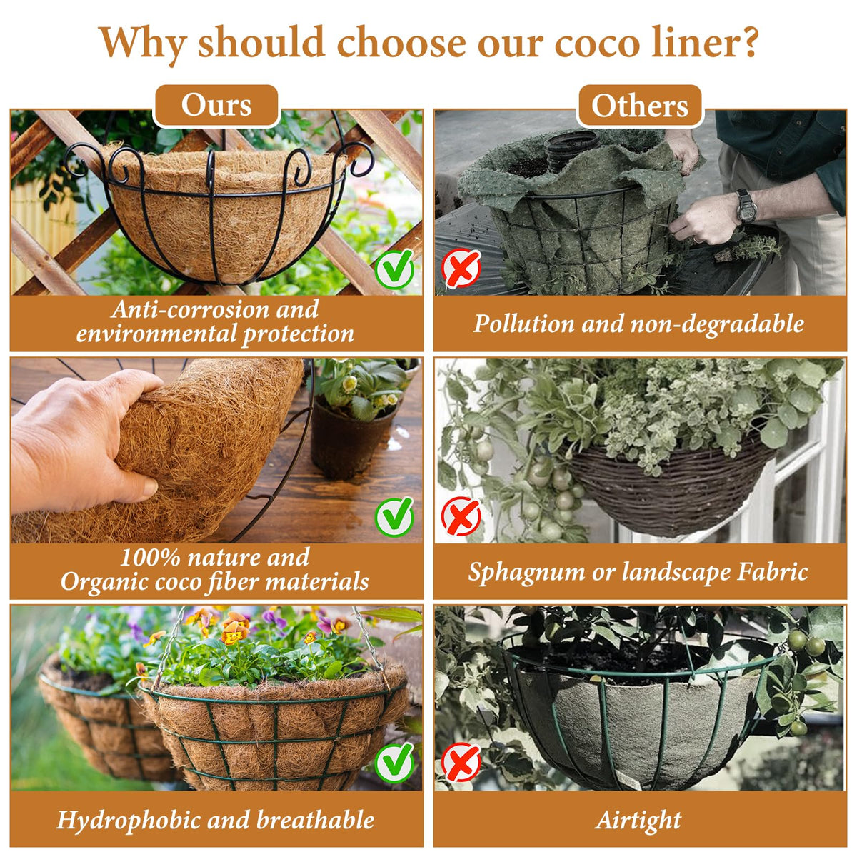Durable Legigo coconut husk liner protects plants from sun and wind