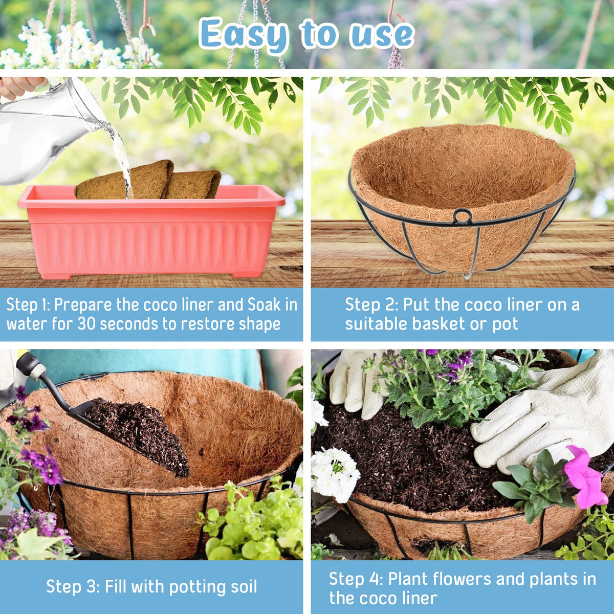 Legigo easy to cut to size coconut liner adapts to pot sizes with scissors