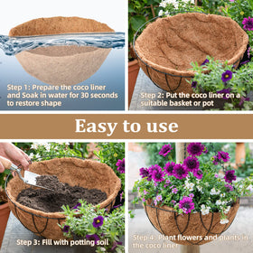Legigo easy prep coir liner; soak, place, and cut to fit for quick setup.