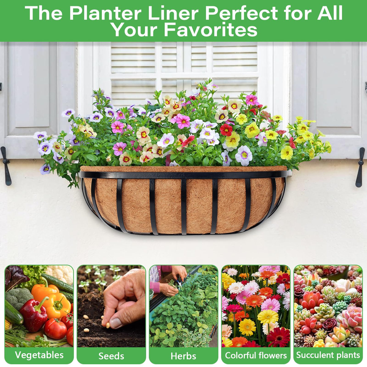 Legigo fence basket coco liner keeps soil in place on outdoor fences