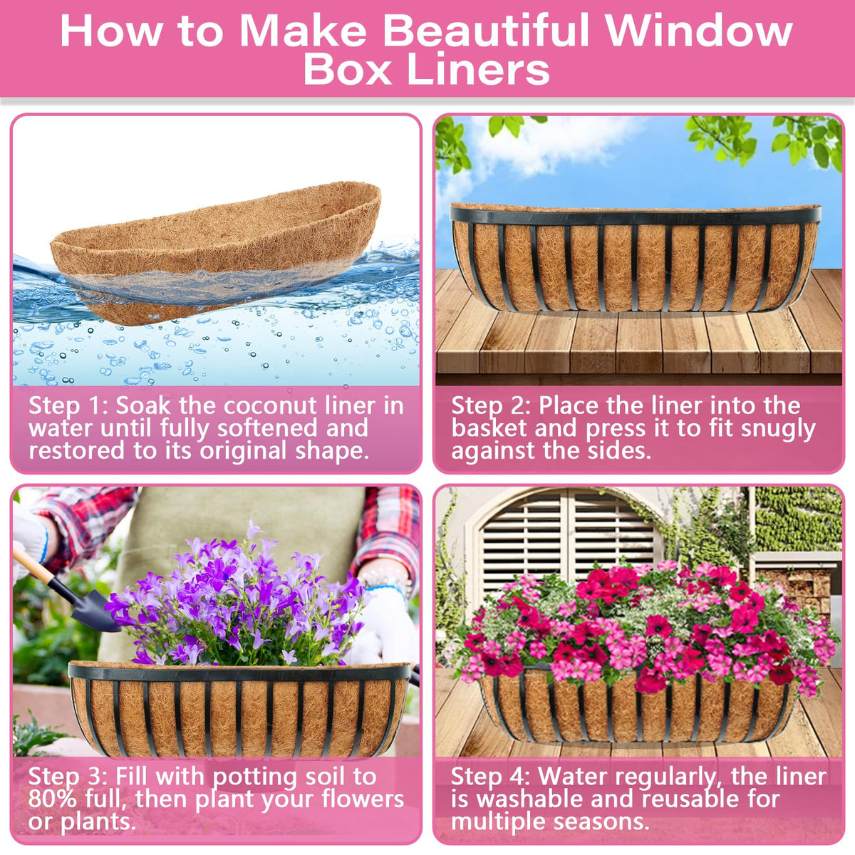Legigo fence basket liner enhances aesthetics and soil stability for outdoor planters.