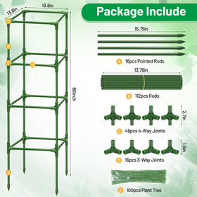 Legigo tomato cage with green coating blends into garden beds.