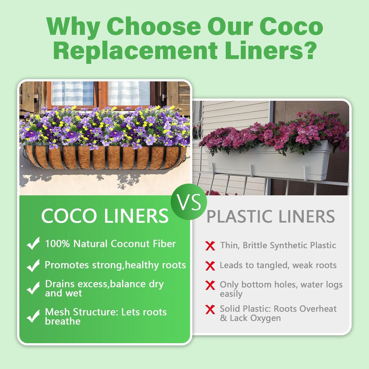 Legigo hanging trough liner promotes healthy balcony plant displays