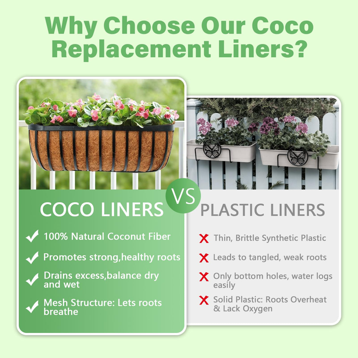 Legigo hanging trough planter liner offers versatile decoration for balconies.