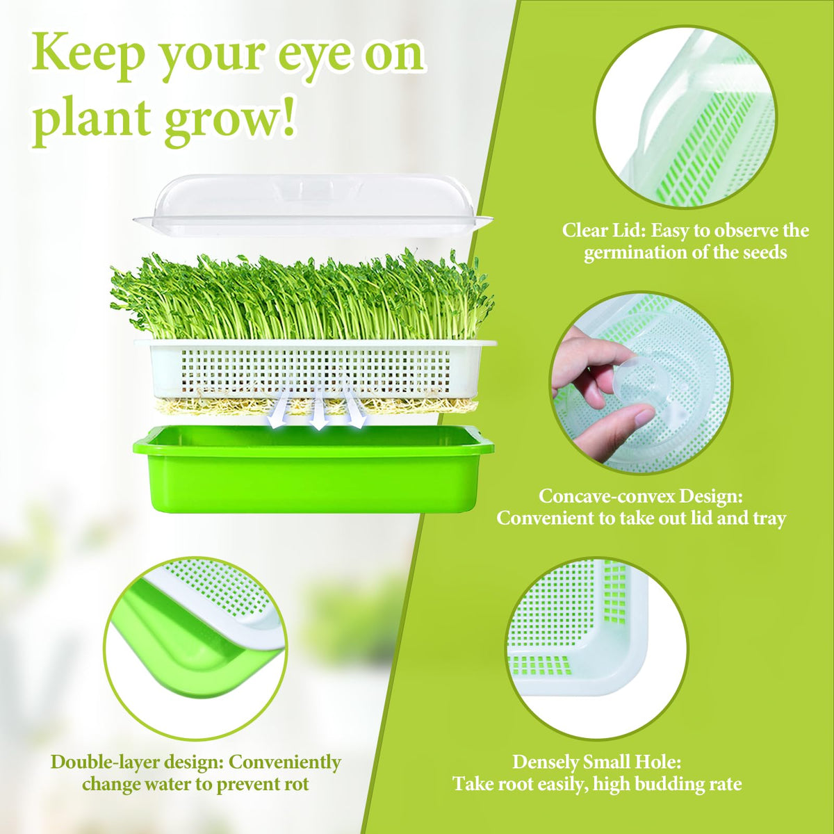 Legigo inner mesh tray provides airflow to support healthy microgreens growth.