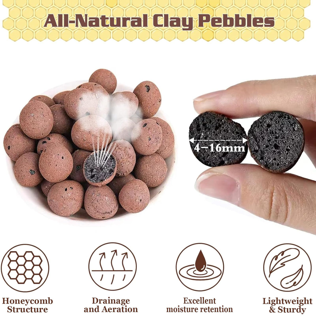 Legigo Leca pebbles range 4–16 mm fit small to medium pots.
