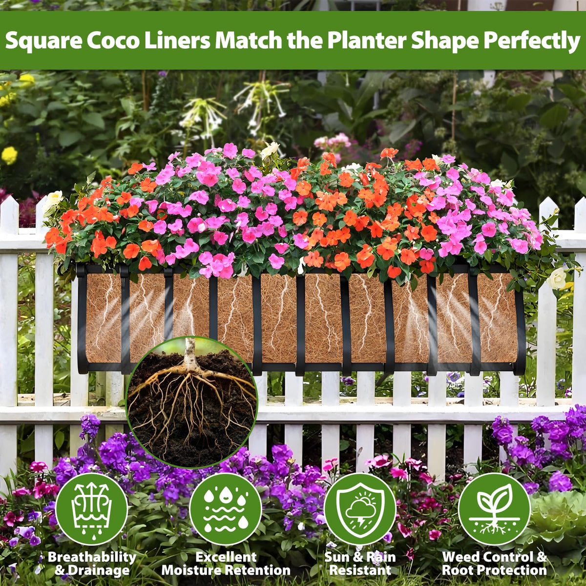 Legigo moisture-retention coconut liner helps soil stay hydrated longer.