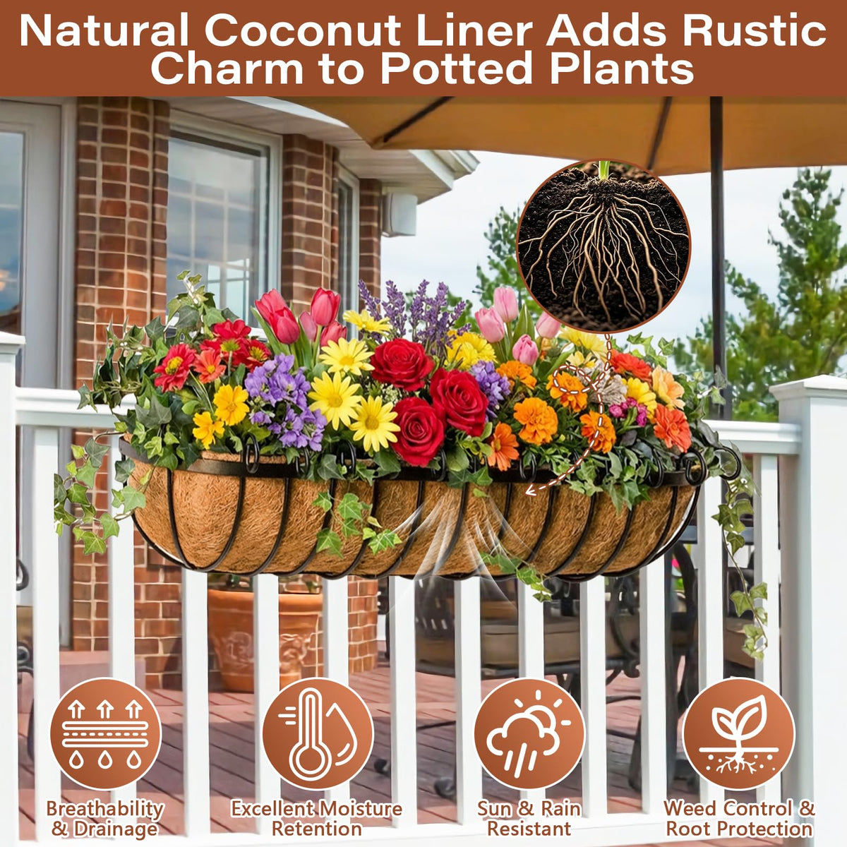 Legigo natural coconut fiber liner showing breathable support for roots