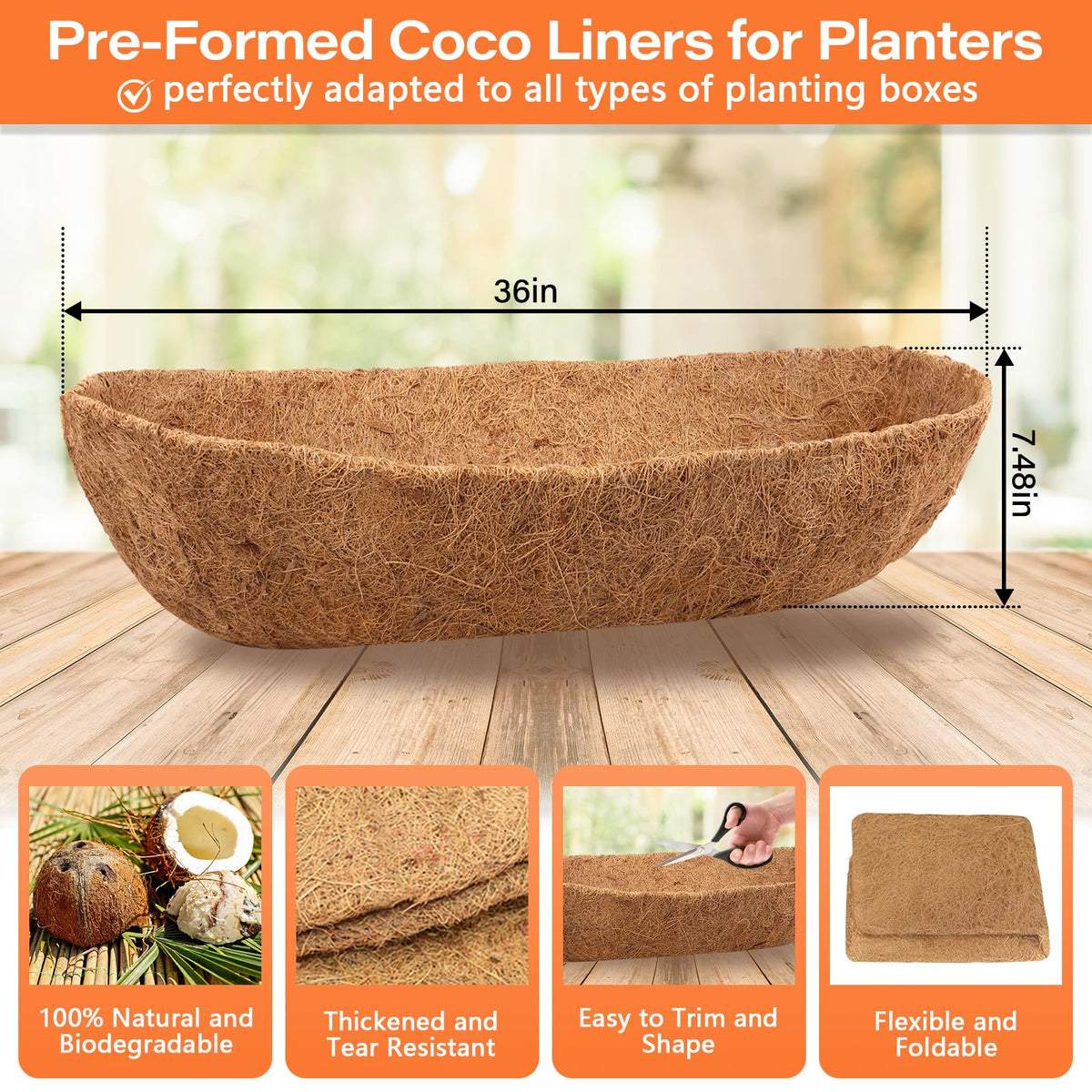 Legigo natural coconut-fiber liner showing breathable material for healthy roots.