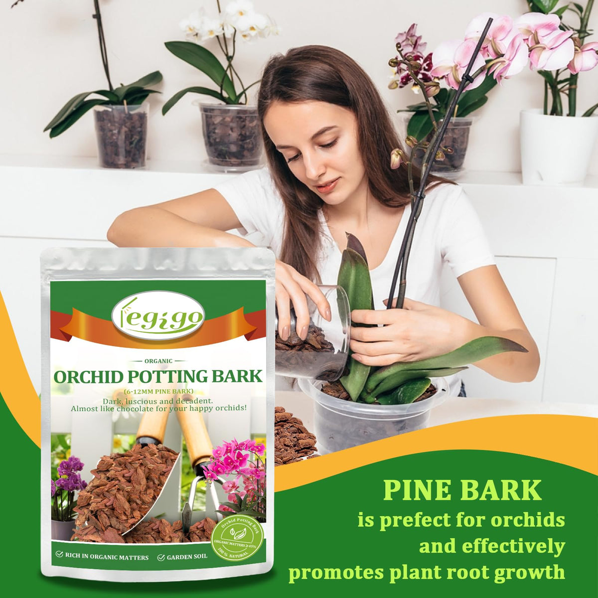 Legigo orchid bark moisture retention helps tropical plants need less frequent watering.