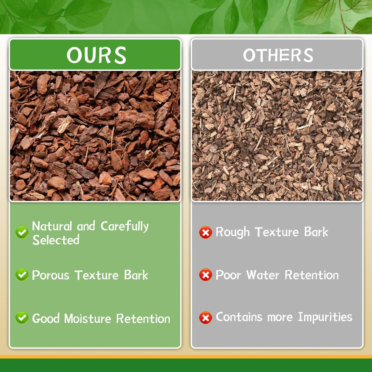Legigo orchid bark three-eighth-inch pieces support even distribution around roots
