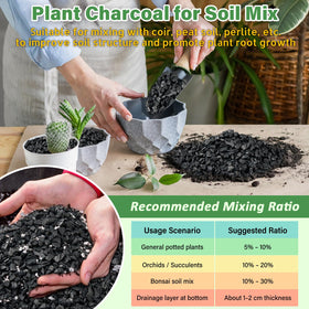 Legigo orchid soil with charcoal aids drainage for epiphytic orchids.
