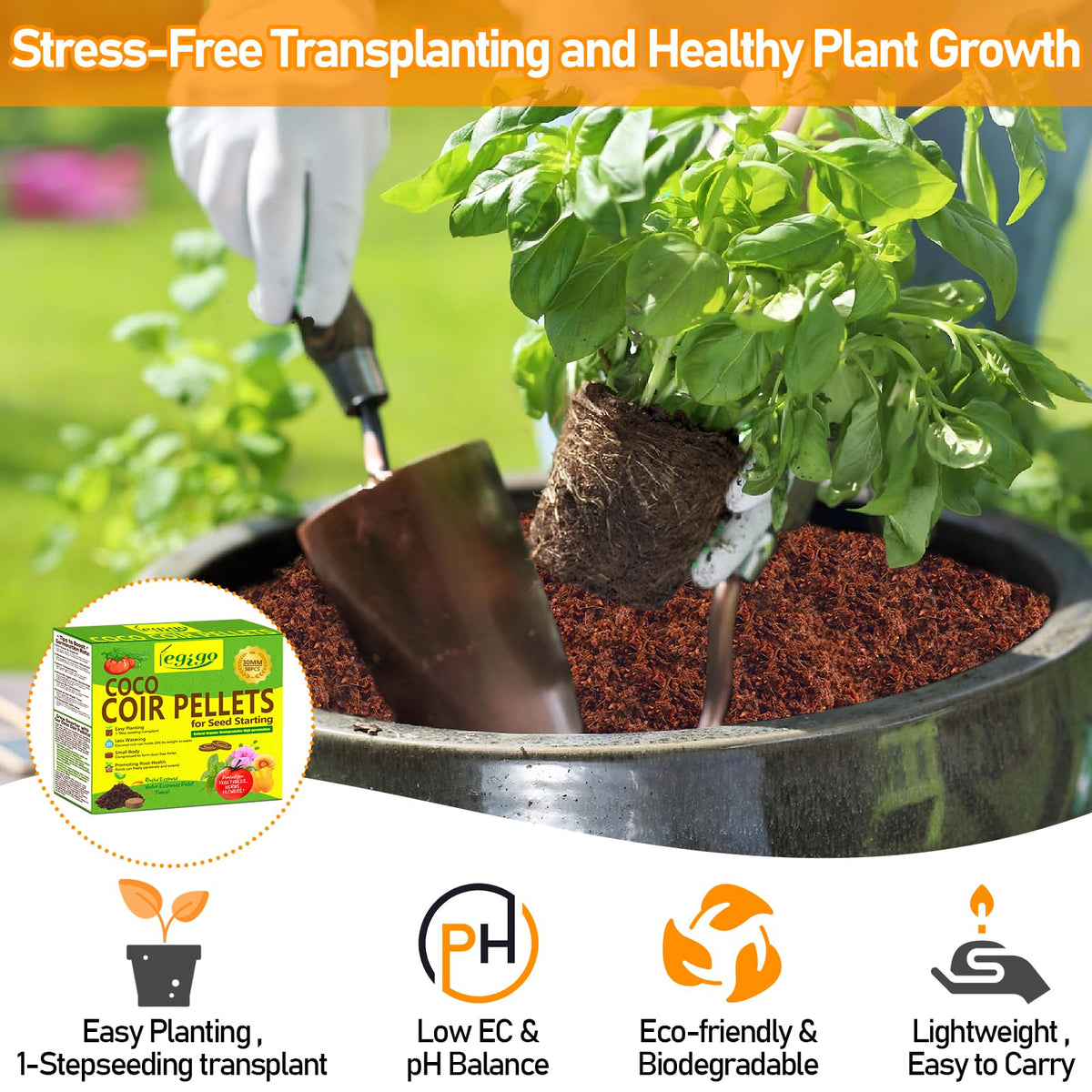 Legigo organic coir provides breathable, clean potting medium