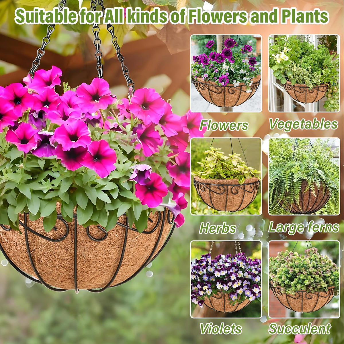Legigo outdoor garden hanging basket suited for porches and balconies.