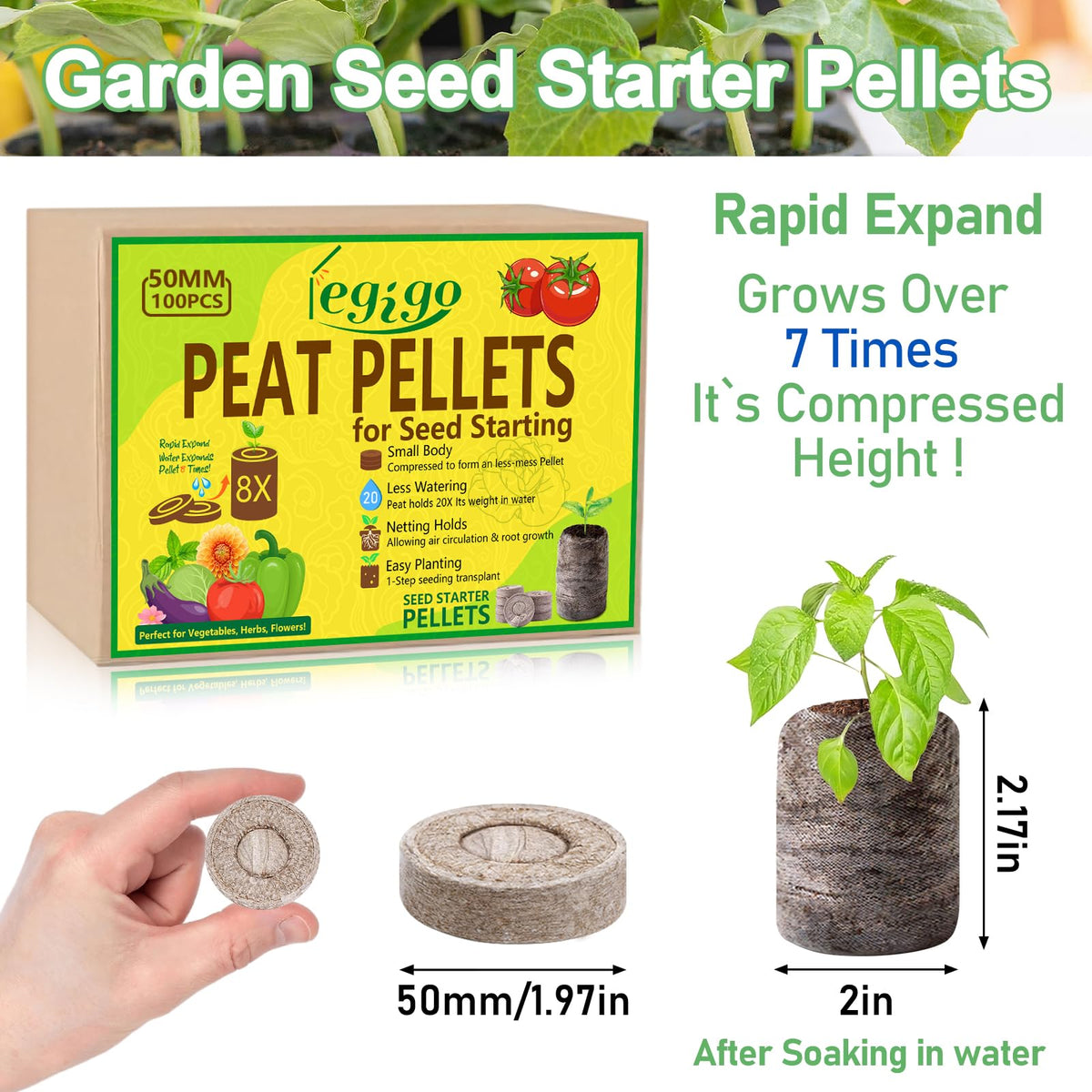 Legigo peat pellets expanding when soaked for airy seed plugs