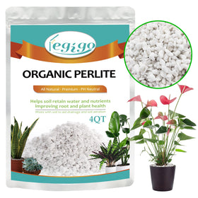 Legigo coarse perlite in a 4-quart bag for improved drainage in indoor potted plants.
