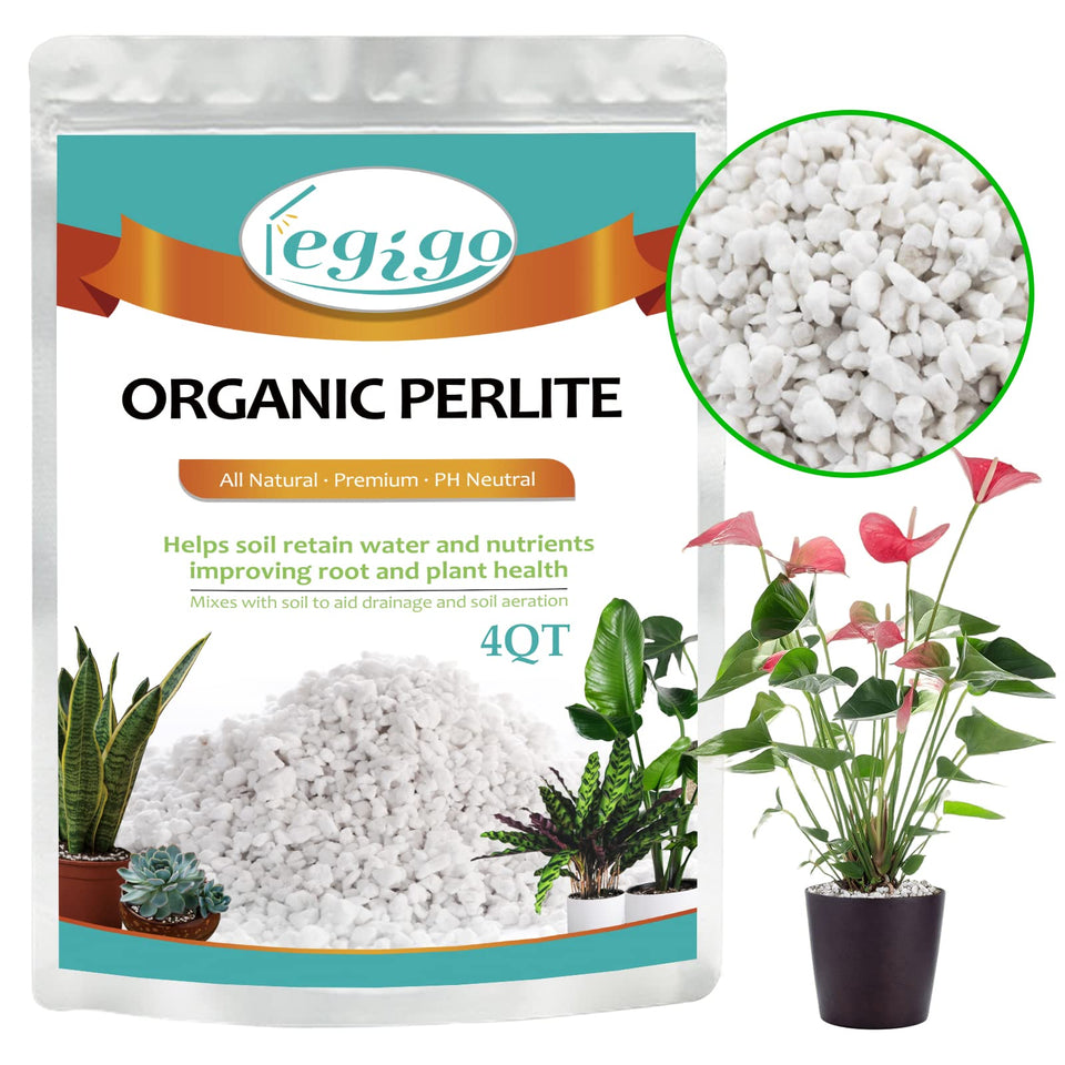 Legigo coarse perlite in a 4-quart bag for improved drainage in indoor potted plants.