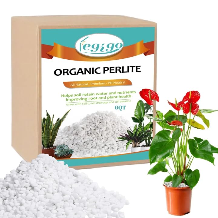 Legigo coarse perlite granules in a 6-quart bag improve drainage for potted plants