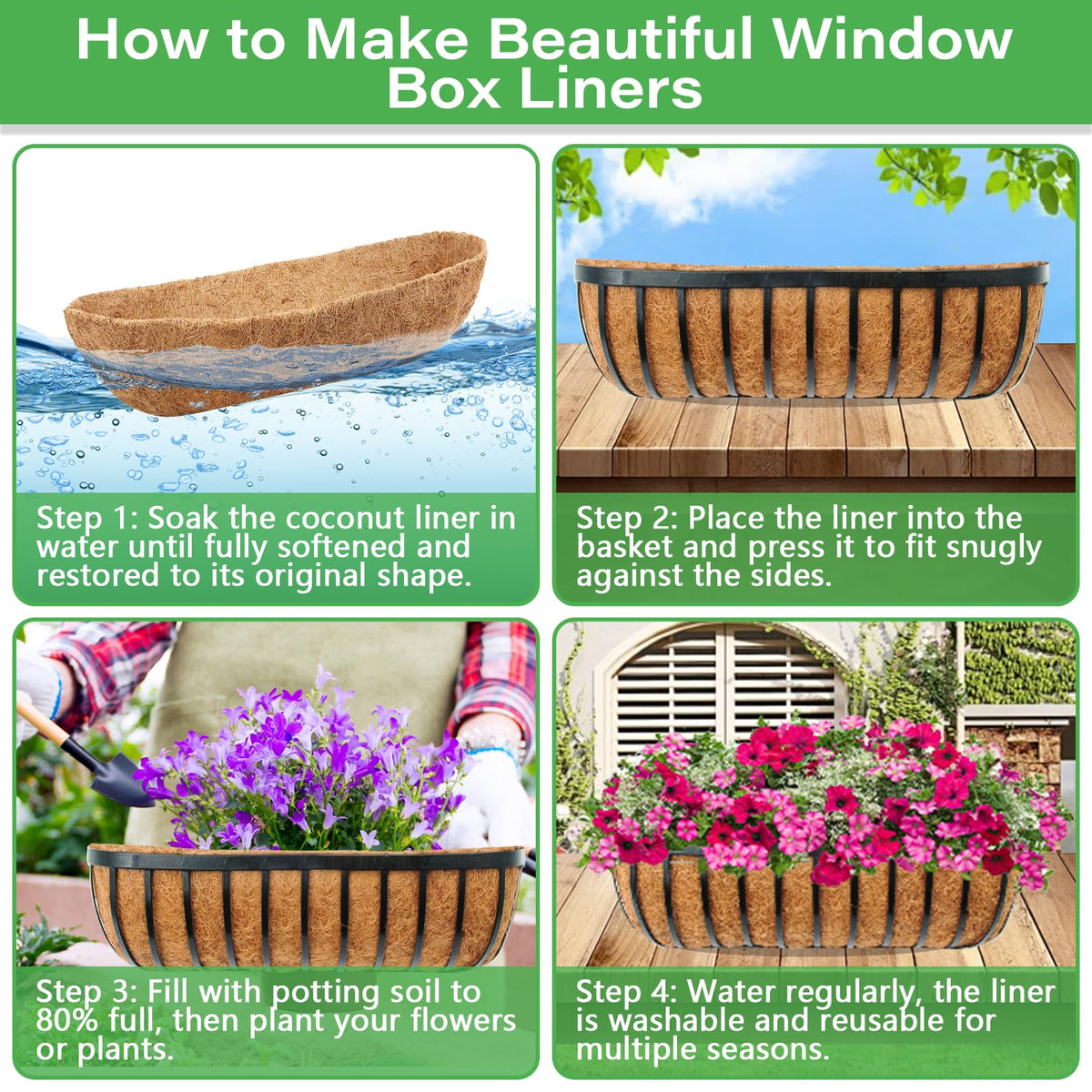 Legigo planter box coconut liner provides easy setup and soil support