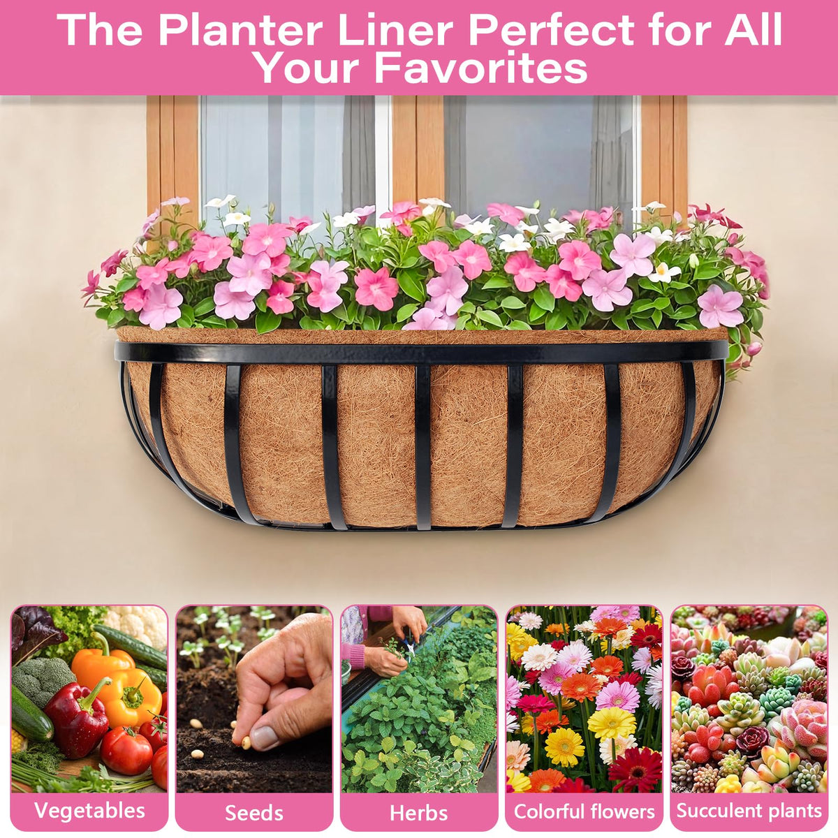 Legigo coco liner for planter boxes creates tidy displays with breathable surface.