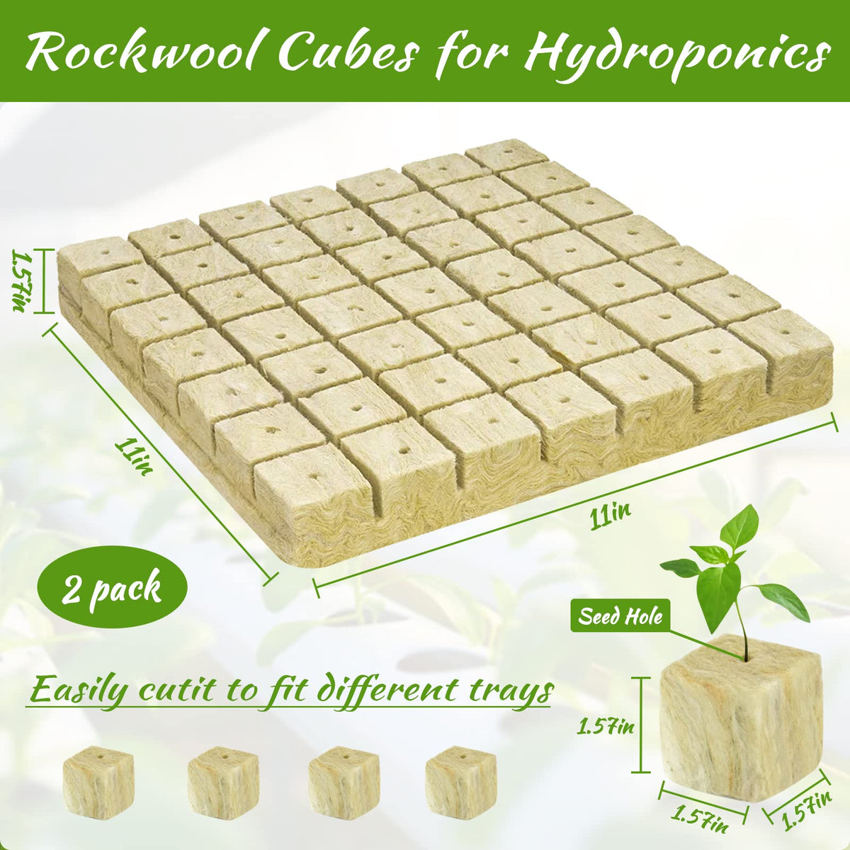 Legigo rockwool cubes cut-to-size fit seedlings precisely