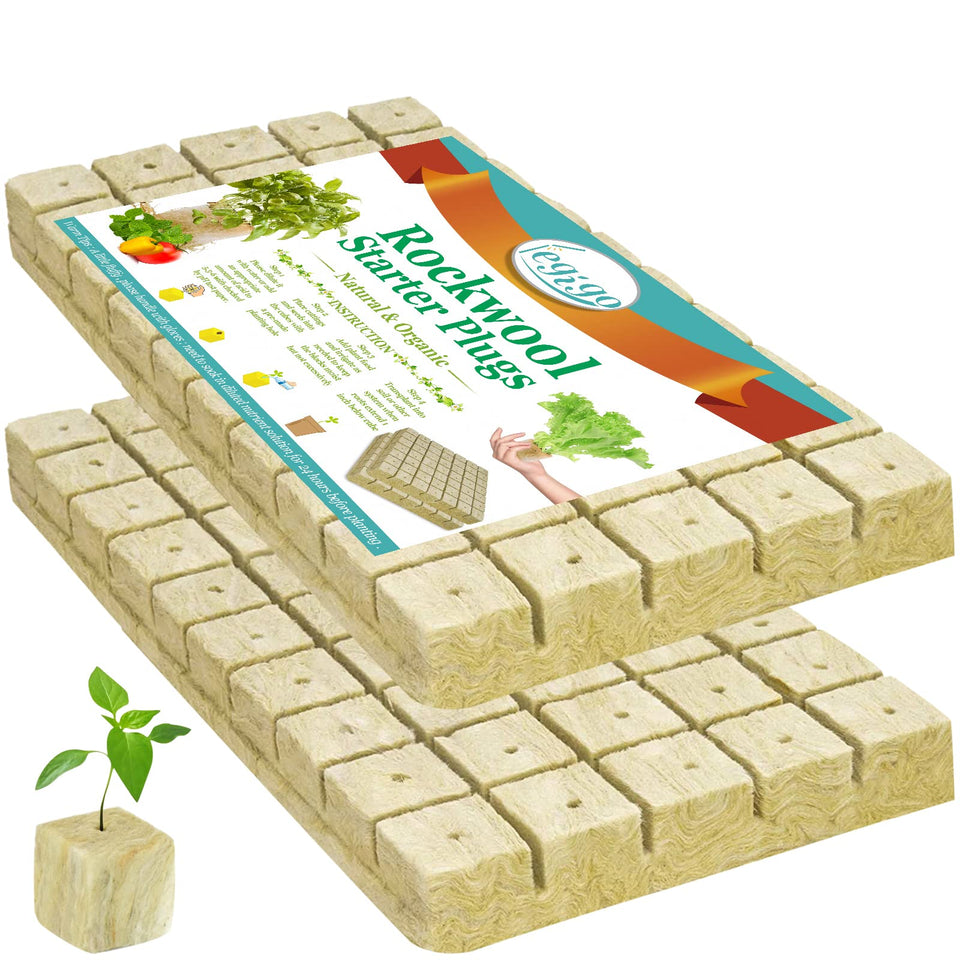 Legigo rockwool cubes packaging showing two sheets of seed starter plugs for hydroponics.